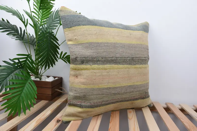 Pillow for Couch, Handmade Throw Cushion Case, Boho Pillow, Patio Cushion, Vintage Pillow, Pillow Case, 24x24 Brown Pillow Case - 4