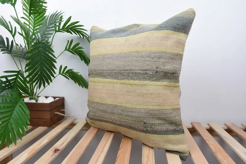 Pillow for Couch, Handmade Throw Cushion Case, Boho Pillow, Patio Cushion, Vintage Pillow, Pillow Case, 24x24 Brown Pillow Case - 5