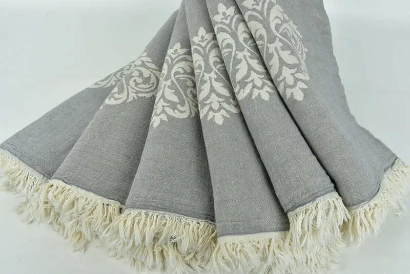 Woven Blanket, Best Wedding Gift, Boho Throw Blankets, Bridal Shower Favor, Personalized Blanket, 70x60 Cotton Baroque Towel, Turkish Throw Blanket - 5
