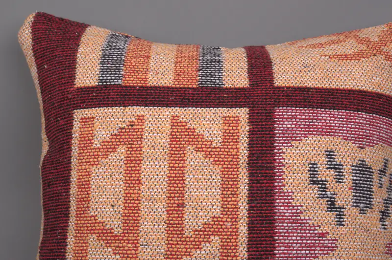 18x18 Orange Pillow Sham, Pillow for Couch, Kilim Pillow Cover, Kilim Pillow, Handmade Cushion, Bohemian Cushion Cushion, Cushion - 5