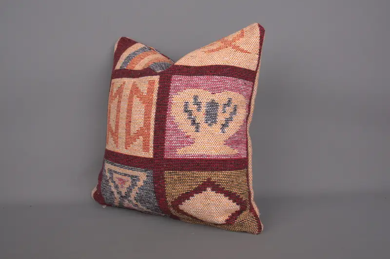 18x18 Orange Pillow Sham, Pillow for Couch, Kilim Pillow Cover, Kilim Pillow, Handmade Cushion, Bohemian Cushion Cushion, Cushion - 2