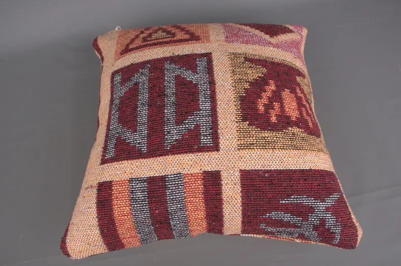 18x18 Orange Pillow Sham, Pillow for Couch, Kilim Pillow Cover, Kilim Pillow, Handmade Cushion, Bohemian Cushion Cushion, Cushion - 7