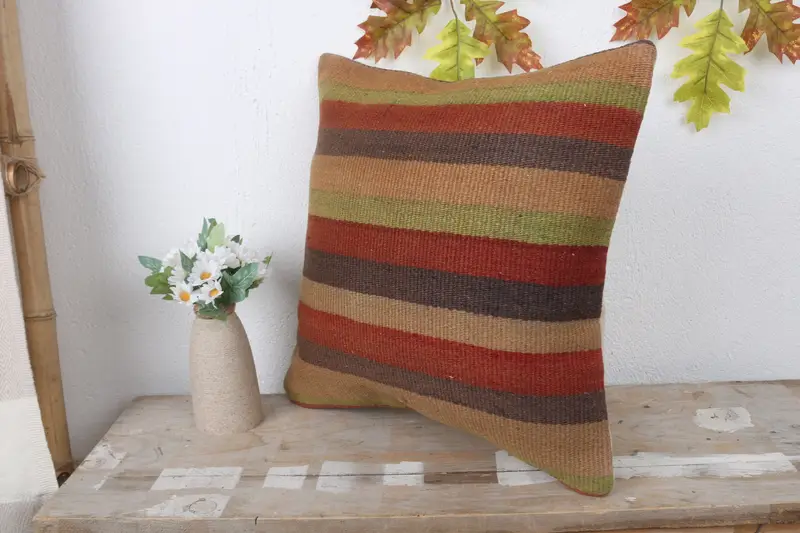 Handwoven Pillow, 16x16 Red Cushion, Interior Designer Pillow, Pillow Cover, Antique Pillows, Decorative Cushion Cover, Home Decor Pillow - 4