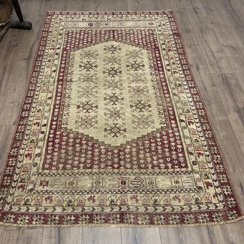 パープル & ベージュ ラグ、125x200 cm エレガントなボーダーデザイン