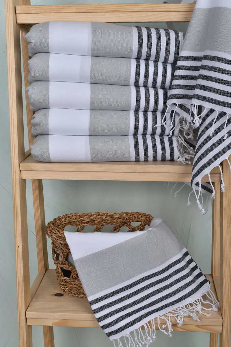 Small Bath Towels, Organic Towel, Home Decor Gifts, 40x24 Cotton Striped Towel, Personalized Gift, Monogrammed Hand Towel, Baby Boy Gift, Xmas Gifts - 3