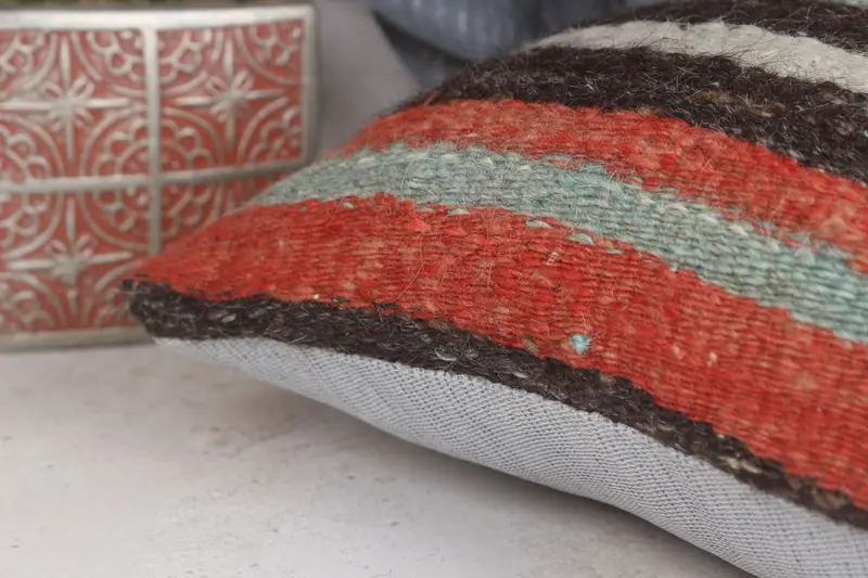 Vintage Kilim Throw Pillow, Pillow for Couch, Neutral Throw Pillow Case, 12x12 Brown Pillow Cover, Kilim Pillow Cover, Pillow Cover - 7