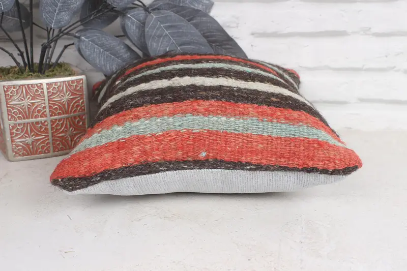 Vintage Kilim Throw Pillow, Pillow for Couch, Neutral Throw Pillow Case, 12x12 Brown Pillow Cover, Kilim Pillow Cover, Pillow Cover - 5
