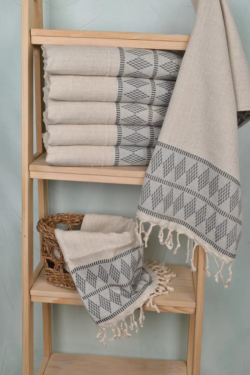 Personalized Kitchen Towel, Housewarming Gift, Turkish Tea Towel, 40x20 Linen Kilim Design Towel, Personalized Gift For Him, Small Bath Towels - 3