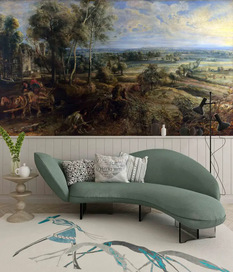 Landscape Wall Mural, Reproduction Wall Mural, Oil Wall Mural, A View of Het Steen Early in the Morning Wall Art, Room Wall Decor, - 6