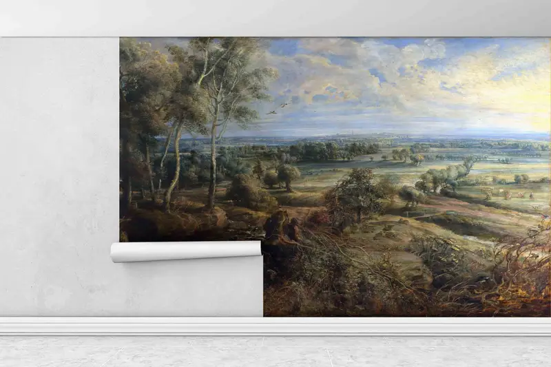 Landscape Wall Mural, Reproduction Wall Mural, Oil Wall Mural, A View of Het Steen Early in the Morning Wall Art, Room Wall Decor, - 1