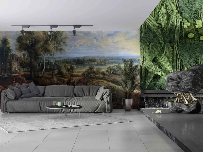 Landscape Wall Mural, Reproduction Wall Mural, Oil Wall Mural, A View of Het Steen Early in the Morning Wall Art, Room Wall Decor, - 4