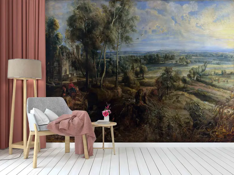 Landscape Wall Mural, Reproduction Wall Mural, Oil Wall Mural, A View of Het Steen Early in the Morning Wall Art, Room Wall Decor, - 2
