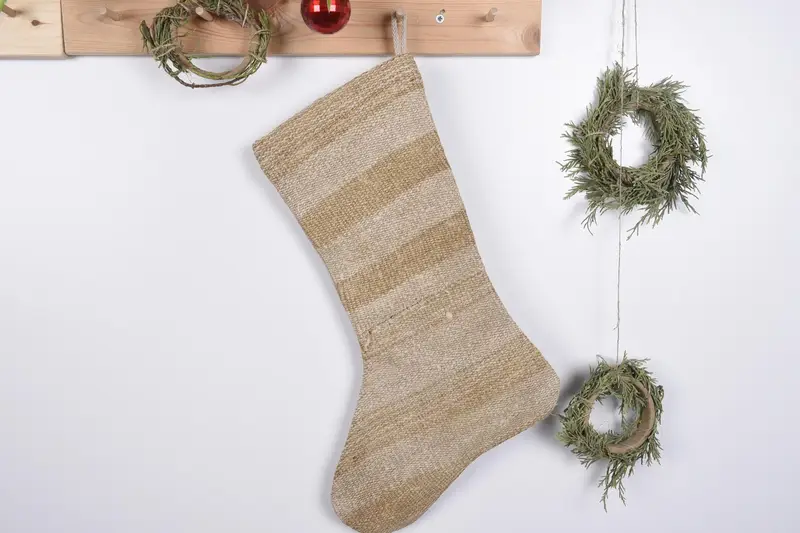 Patrón de adornos navideños, calcetín navideño estilo Kilim
