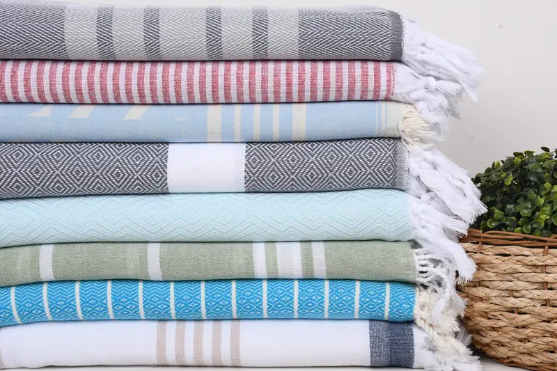70x40 Cotton Set of 8 Towel, Beach towel, Handwoven organic Turkish towel for spa, Travel towel, Bridesmaid Proposal Gift, Sand-free towel - 2