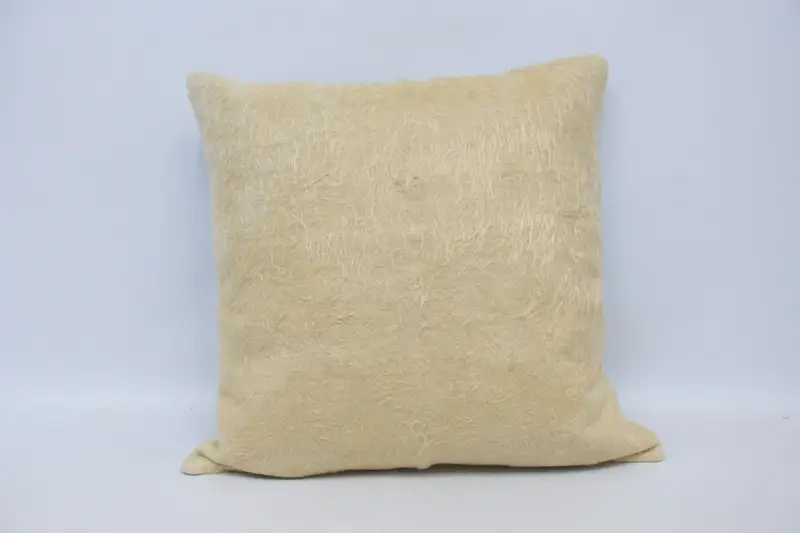 Dorm Room Throw Wool Pillow Cover, Beige 70x70 cm Antique Geometric Euro Sham - 1