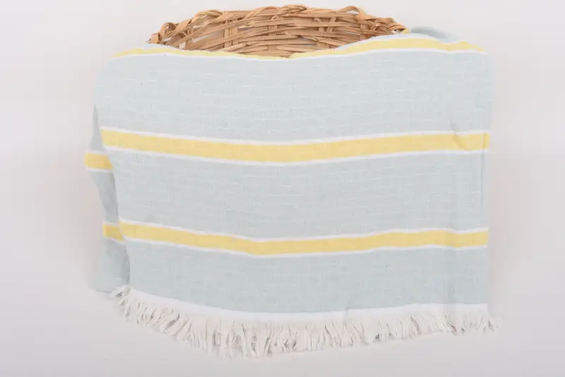 Bridal Shower Gift, Baby Boy Gift, Boho Throw Blankets, Woven Throw Blanket, First Wedding Anniversary Gift, 96x84 Cotton Striped Towel - 5