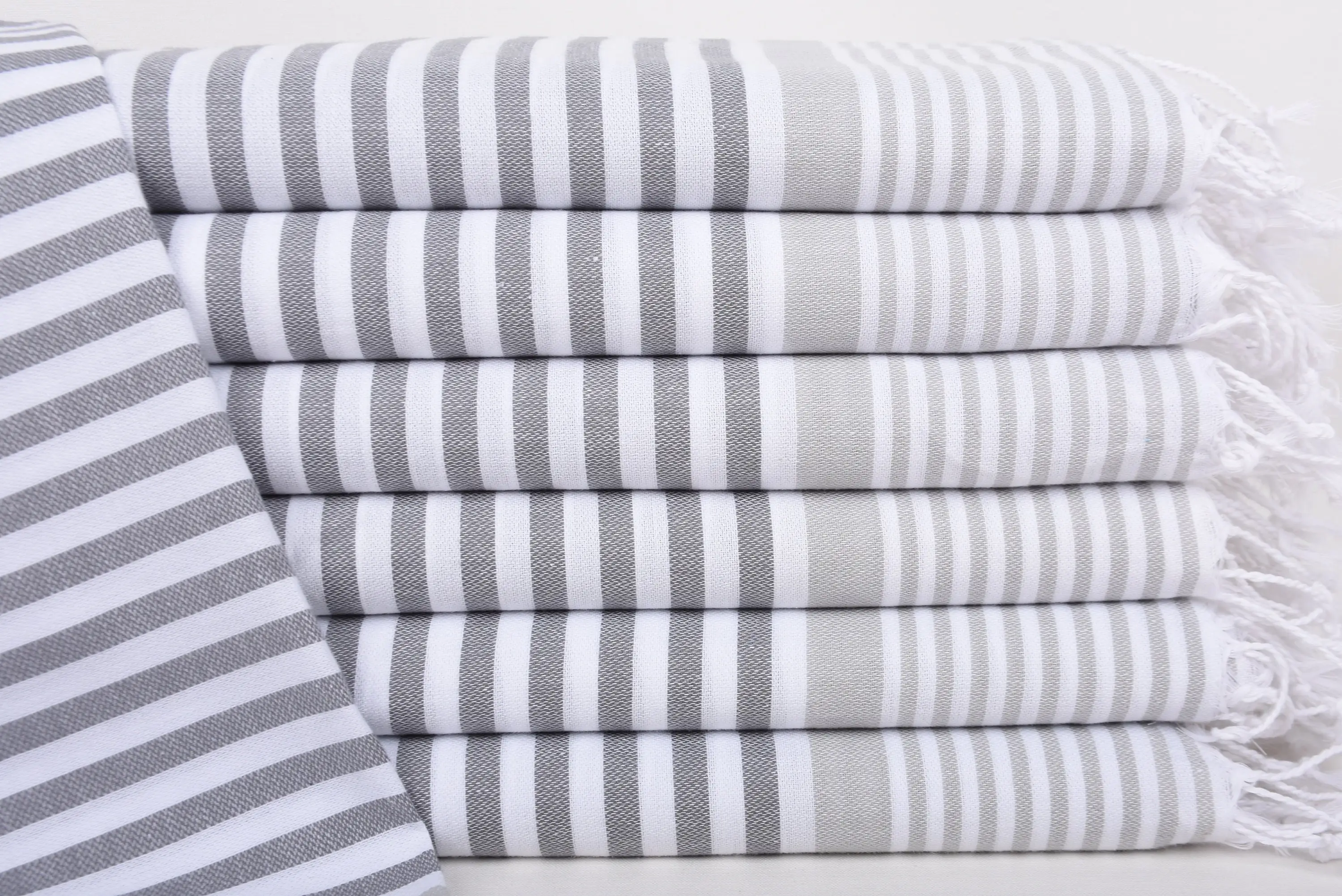 Kitchen Towel Dark Gray-Light Gray Striped, 40x24 Inches, Turkish Hand Towel - 1