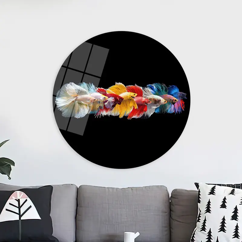 Modern Colorful Fish Canvas: Vibrant Betta Art Print