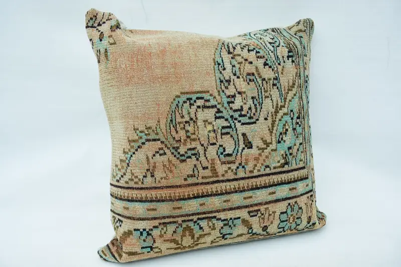 Tapestry Pillow Case, Kilim Cushion Sham, 32x32 Beige Pillow Case, Aztec Pillow Sham, Cushion Cover, Gift Pillow, Interior Designer Pillow - 2