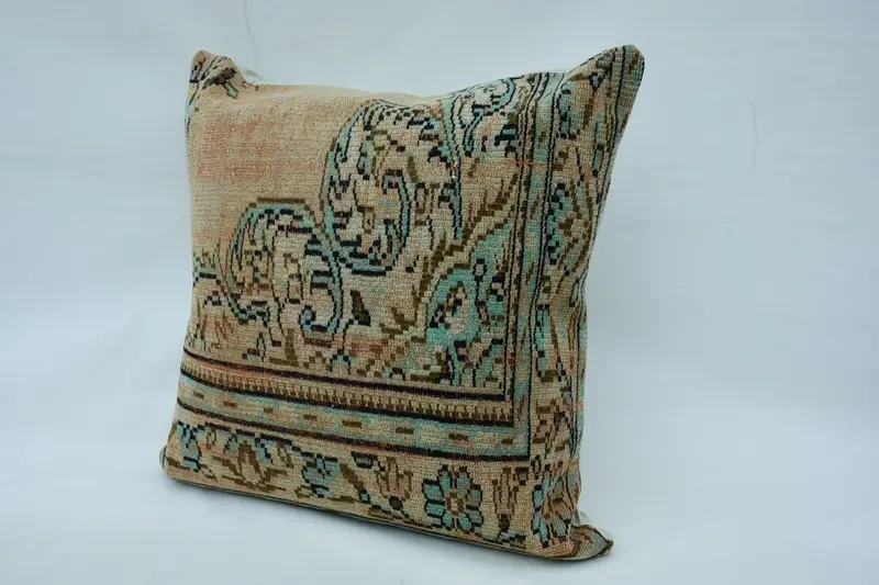 Tapestry Pillow Case, Kilim Cushion Sham, 32x32 Beige Pillow Case, Aztec Pillow Sham, Cushion Cover, Gift Pillow, Interior Designer Pillow - 3