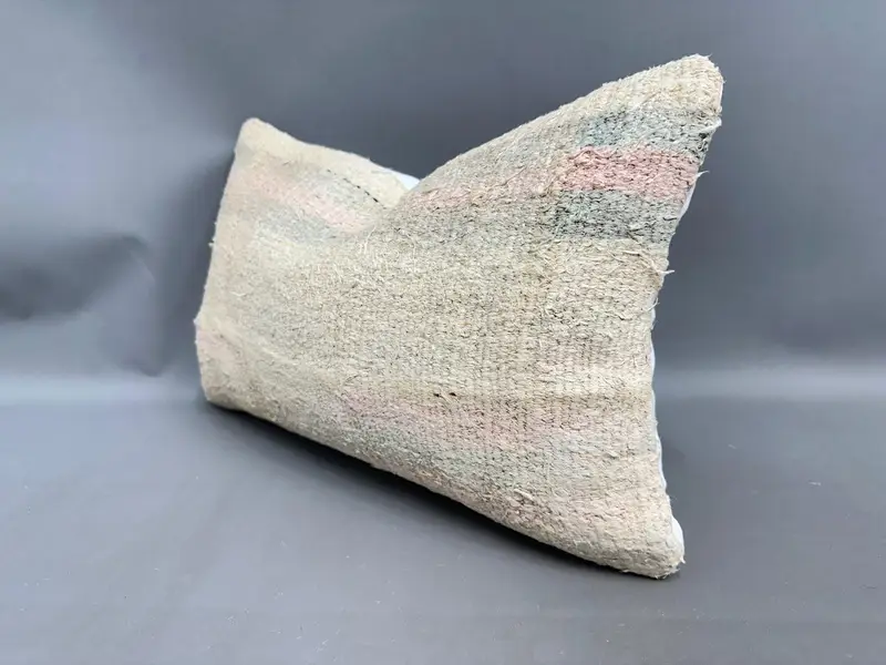 Vintage Kilim Pillow, Antique Pillows, Cushion Cover, Indoor Pillow Sham, Home Decor Pillow, Seat Cushion Case, 12x20 Beige Pillow Case - 3