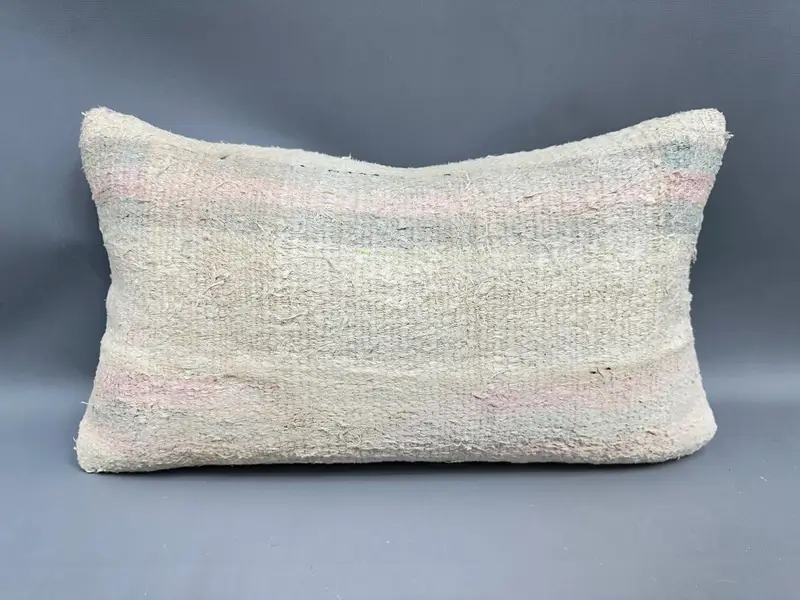 Vintage Kilim Pillow, Antique Pillows, Cushion Cover, Indoor Pillow Sham, Home Decor Pillow, Seat Cushion Case, 12x20 Beige Pillow Case - 4