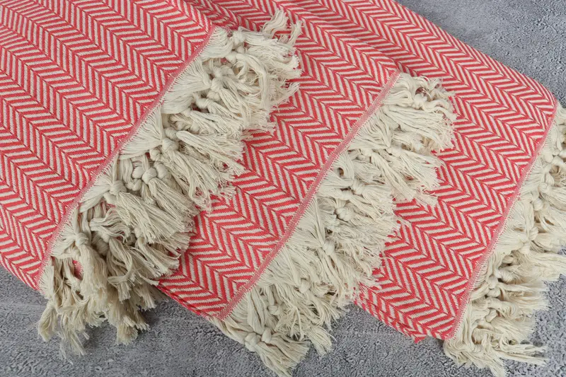 Turkish Towel Beach Blanket, Tablecloth, Embroidered Bedspread, 92x76 Cotton Chevron Towel, Custom Blanket, Turkish Blanket Throw, Throw Blanket - 5
