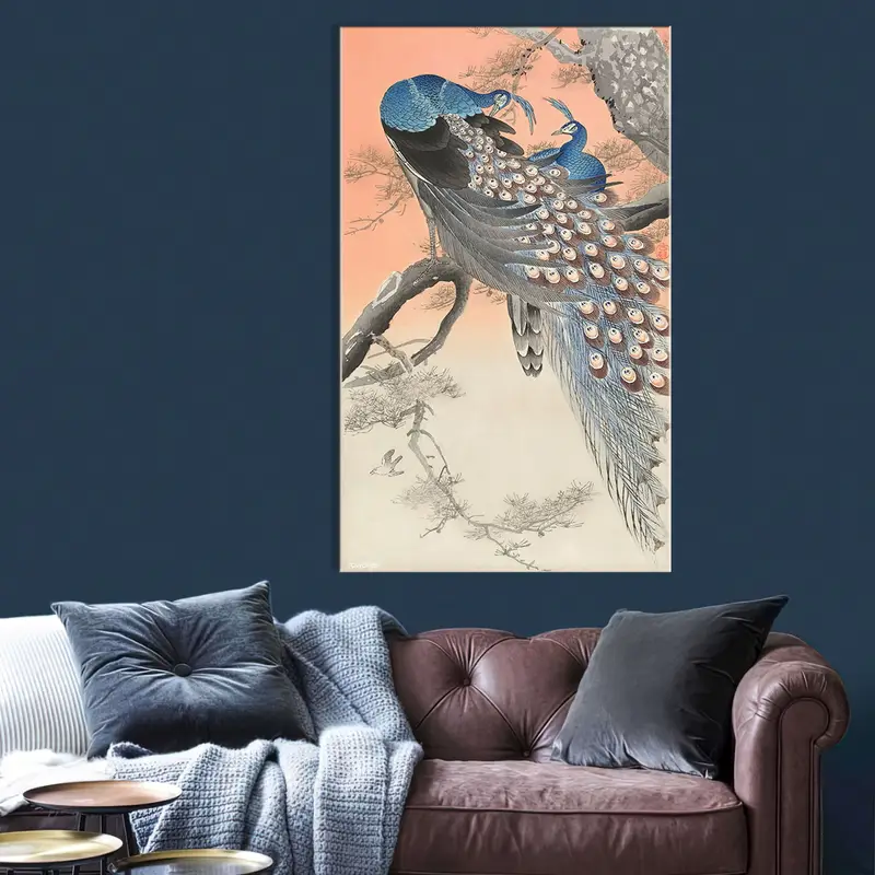 Ohara Koson, Two Peacocks On Tree Branch, Giclee Fine Art, Vintage Bird Art, Animal Print, Japanese Wall Art, Living Room Wall Art, Canvas, - 4