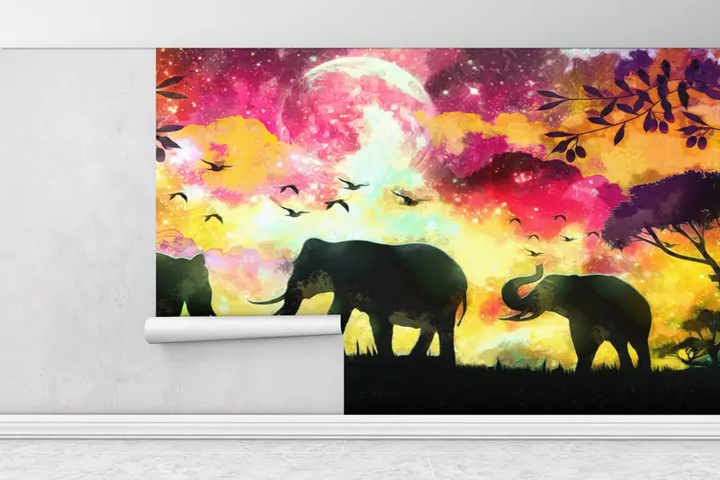 Modern Wall Paper, Wall Paper Peel and Stick, Abstract Wall Decor, Paper Wall Art, , 3d Wall Paper, African Wall Paper, - 1