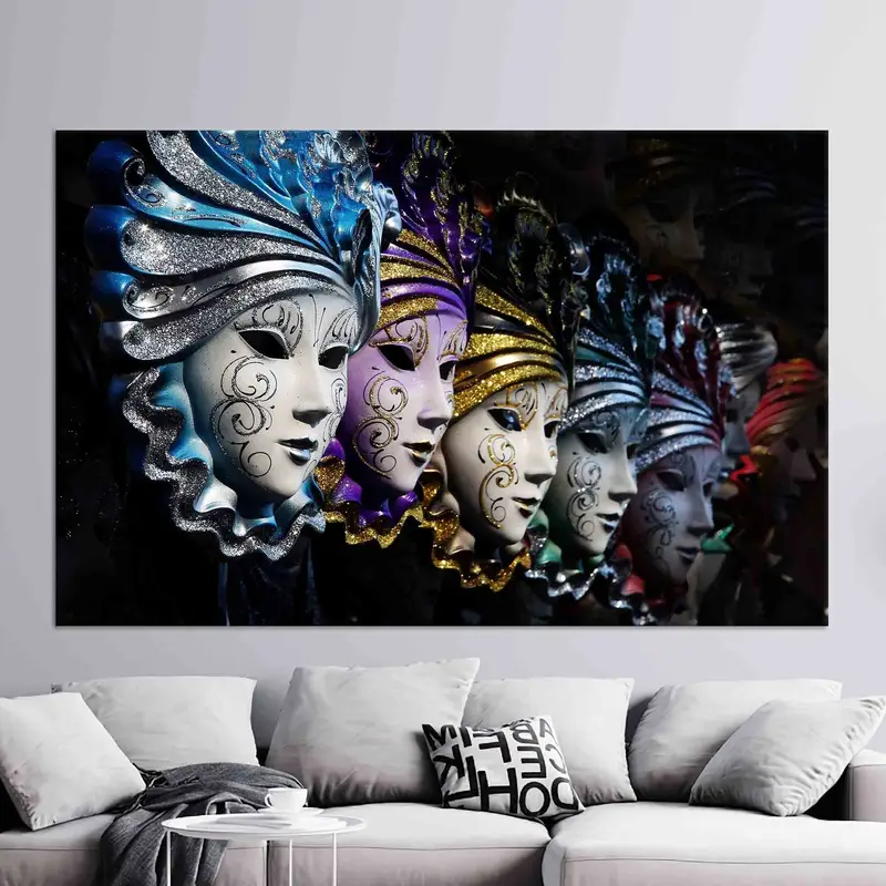 エレガントなヴェネツィア カーニバルきらめく女性マスク キャンバス プリント