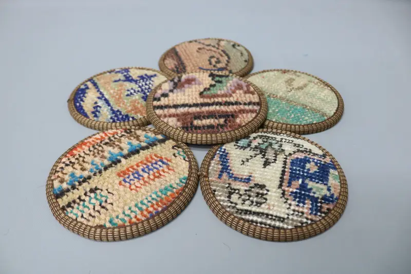 Posavasos redondo bohemio azul y rojo, posavasos bohemio duradero