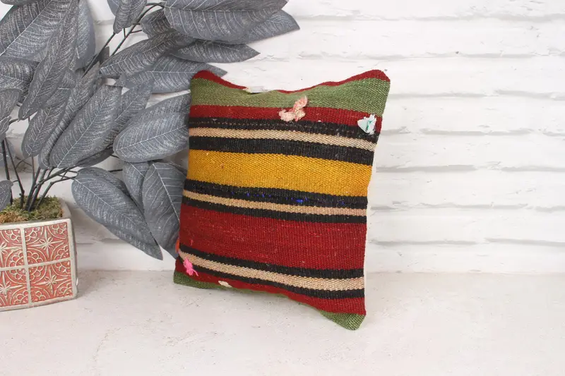 Pillow for Couch, Cushion Case, Kilim Pillow, 12x12 Red Pillow Sham, Outdoor Throw Pillow Cover, Home Decor Pillow, Farmhouse Cushion Case - 4