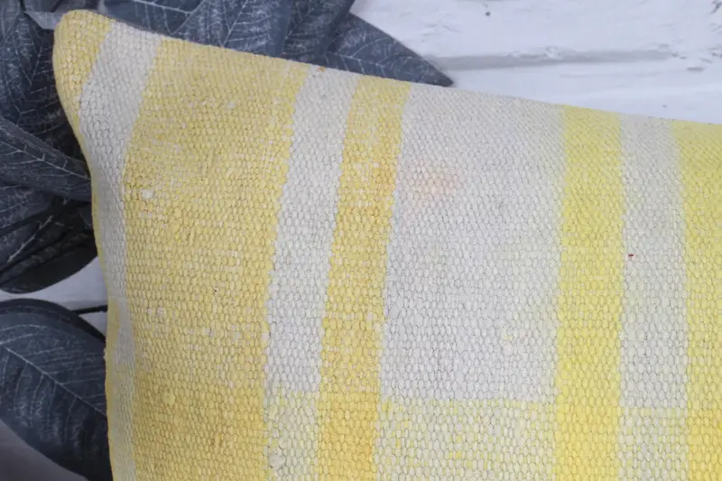 Bolster Throw Pillow, 12x36 Yellow Pillow Case, Kilim Cushion Sham, Vintage Kilim Throw Pillow, Interior Designer Pillow, Pillow Sham - 2