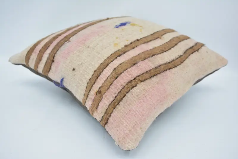 Cushion, Handmade Kilim Cushion, Boho Pillow, Comfy Throw Cushion Case, Vintage Kilim Pillow, Outdoor Throw Cushion Case, 16x16 Beige Cushion Case - 6
