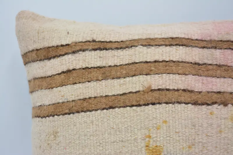 Cushion, Handmade Kilim Cushion, Boho Pillow, Comfy Throw Cushion Case, Vintage Kilim Pillow, Outdoor Throw Cushion Case, 16x16 Beige Cushion Case - 2
