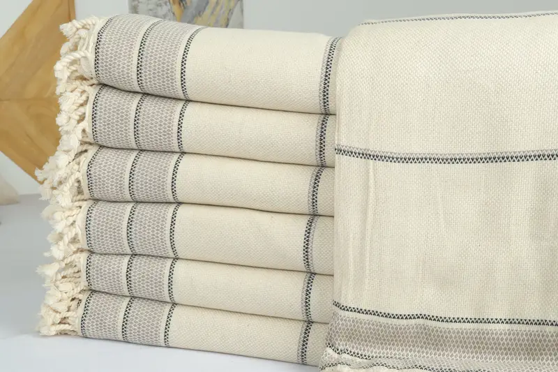 Custom Blanket, Family Gift Basket, Customized Turkish Blanket, 104x96 Cotton Striped Towel, Personalized Blanket, Decorative Blanket, Couch Blanket - 2