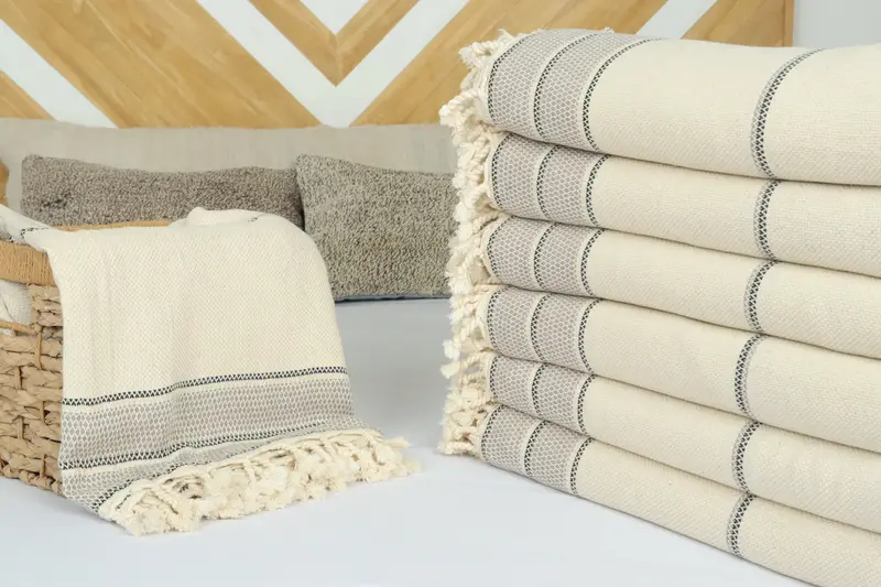 Custom Blanket, Family Gift Basket, Customized Turkish Blanket, 104x96 Cotton Striped Towel, Personalized Blanket, Decorative Blanket, Couch Blanket - 4