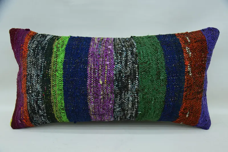 Designer Throw Cushion, Pillow for Sofa, 12x24 Green Pillow, Pillow, Gift Pillow, Toss Pillow Case, Living Room Throw Cushion Case, Kilim Pillow - 4