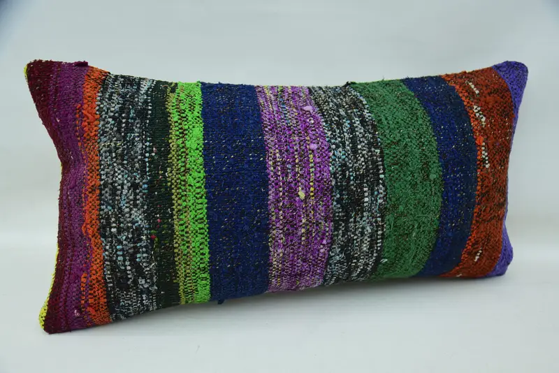 Designer Throw Cushion, Pillow for Sofa, 12x24 Green Pillow, Pillow, Gift Pillow, Toss Pillow Case, Living Room Throw Cushion Case, Kilim Pillow - 2