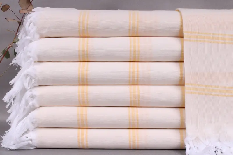 Personalized Turkish Cotton Towel Dark Yellow Stripes, 40x71 Inches