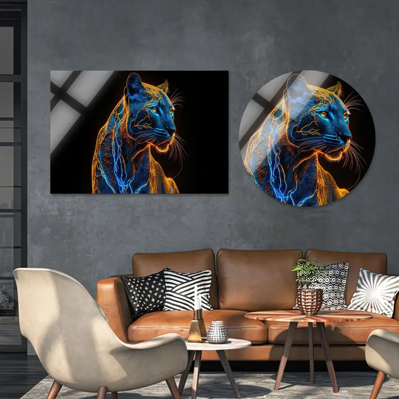 Gerçeküstü Panter Kanvas Tablo: Parlayan Panter Sürrealizm Kanvas Tablo