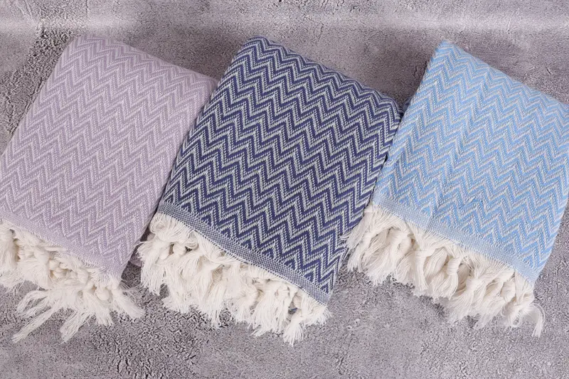Bachelorette Party Items, Wedding Favors, Boho Throw Blankets, Couch Blanket, Bridesmaid Gifts, Monogram Beach Blanket, 76x64 Cotton Zig zag Towel - 3
