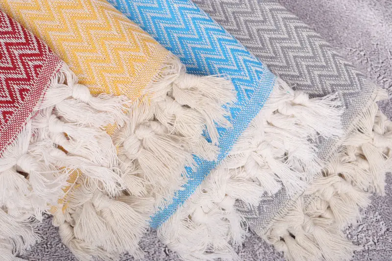 Bachelorette Party Items, Wedding Favors, Boho Throw Blankets, Couch Blanket, Bridesmaid Gifts, Monogram Beach Blanket, 76x64 Cotton Zig zag Towel - 4