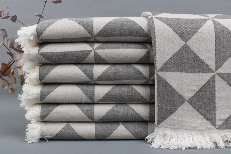 Turkish Towel Personalized Geometric Beige, 40x71 Inches