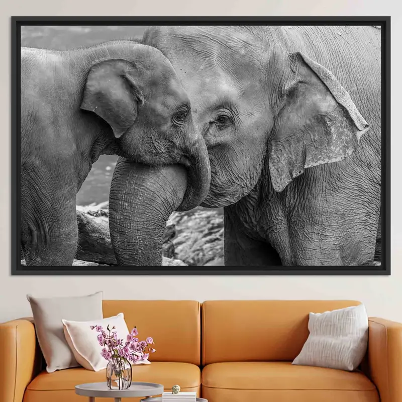 Elegant Modern Elephant Canvas: Farmhouse Decor, Black & White