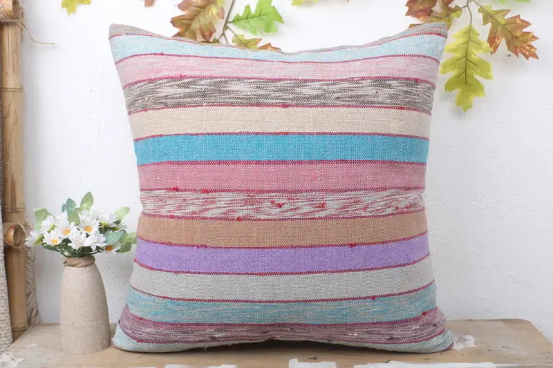 Sustainable Cushion Case, Vintage Pillow, Ethnical Kilim Rug Pillow, Outdoor Pillow Case, Cushion Case, 20x20 Green Cushion, Home Decor Pillow - 2