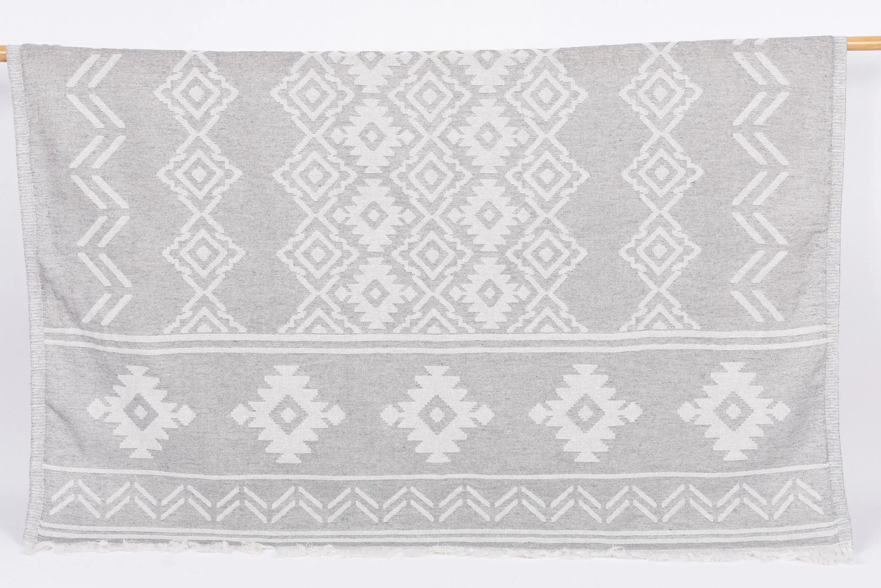 Bachelorette Towel Organic Cotton Dark Gray Geometric, 73x40 Inches - 1