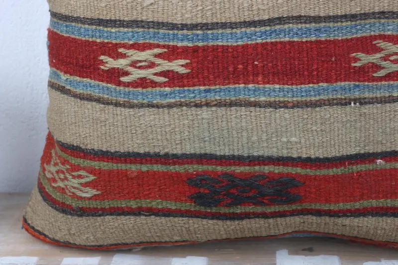 Pillow for Sofa, Aesthetic Pillow, 24x24 Red Cushion Cover, Throw Kilim Pillow, Accent Throw Pillow Case, Vintage Pillow, Cushion - 3