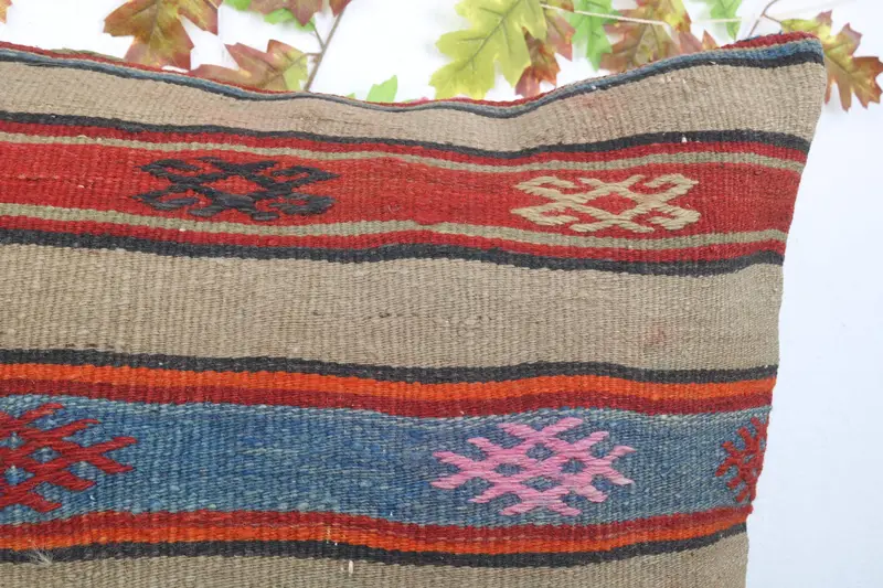 Pillow for Sofa, Aesthetic Pillow, 24x24 Red Cushion Cover, Throw Kilim Pillow, Accent Throw Pillow Case, Vintage Pillow, Cushion - 5