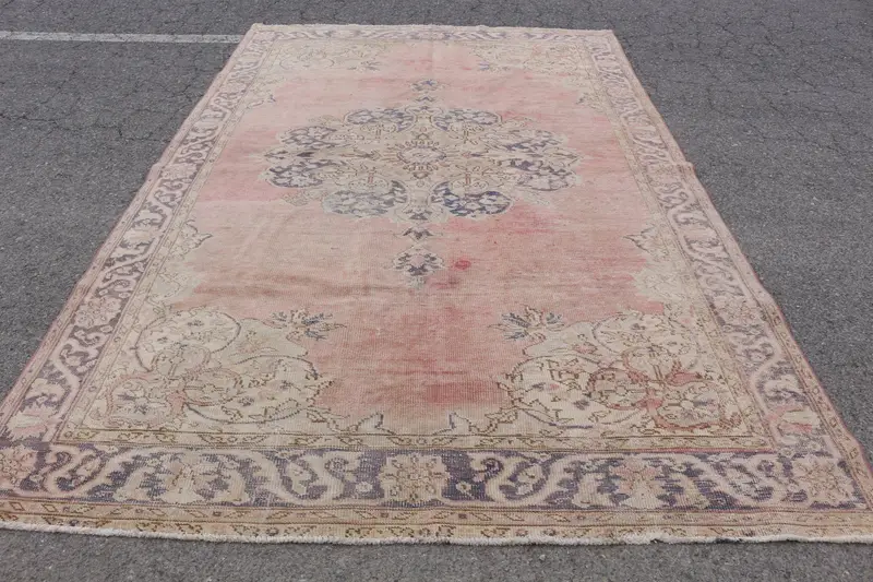 Kırmızı ve Mavi Soyut Halı, 11.4x11.35 ft Şık Dekor